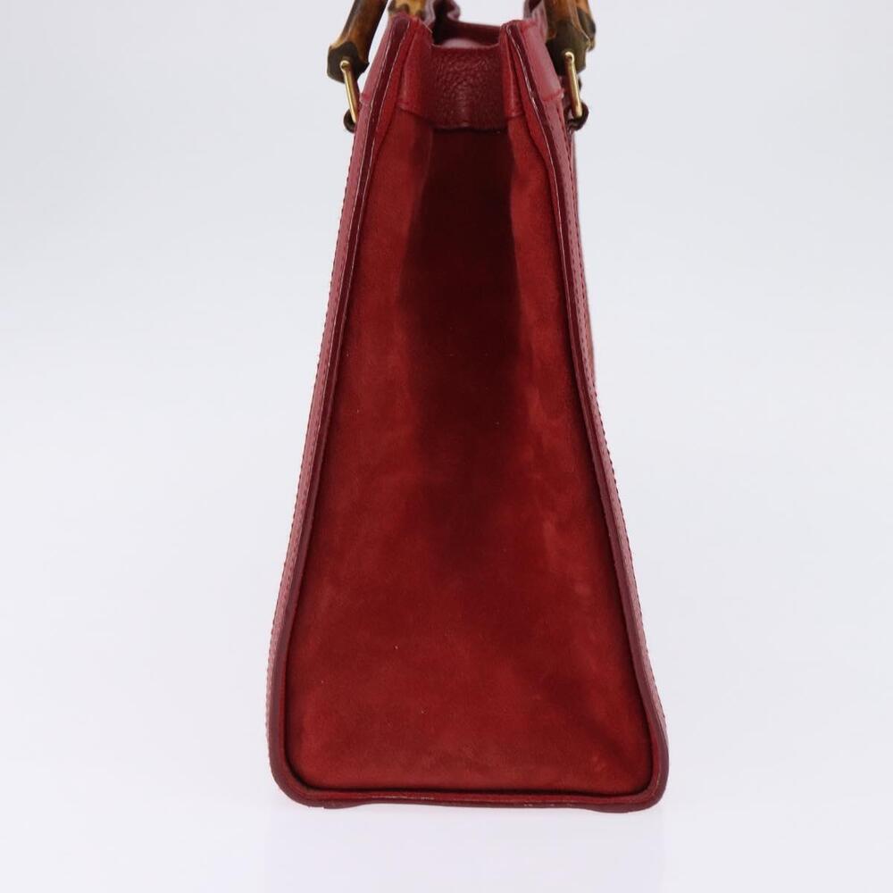 GUCCI Bamboo Hand Bag Leather Suede Red Gold 002 0260 2615 Auth 148239 - Picture 4 of 16
